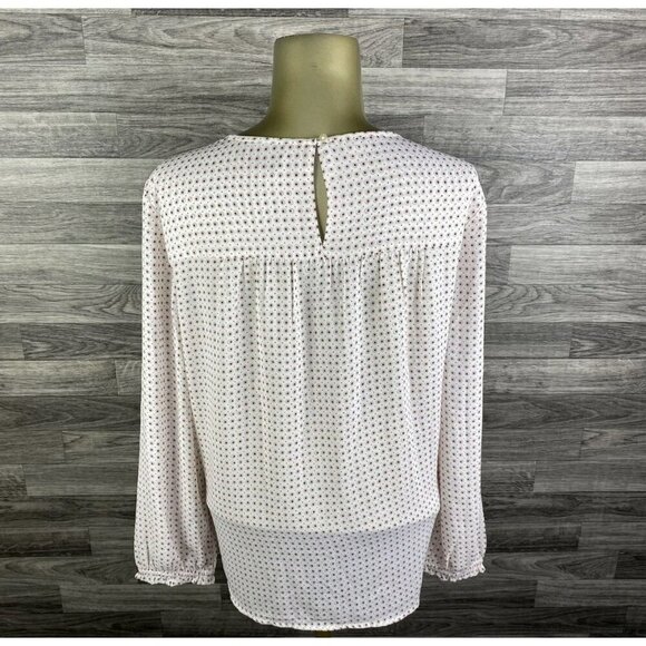 LOFT Round Neck Keyhole Back Pink Floral Pullover Blouse Top Womens Size Medium - Picture 9 of 9